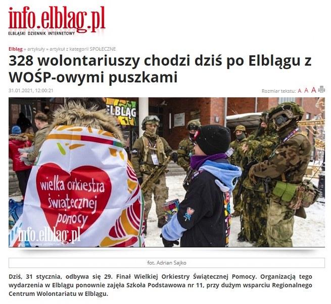 328 wolontariuszy chodzi dziś po Elblągu z WOŚP-owymi puszkami