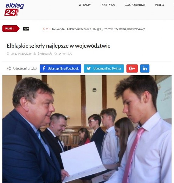 Elbląskie szkoły najlepsze w województwie