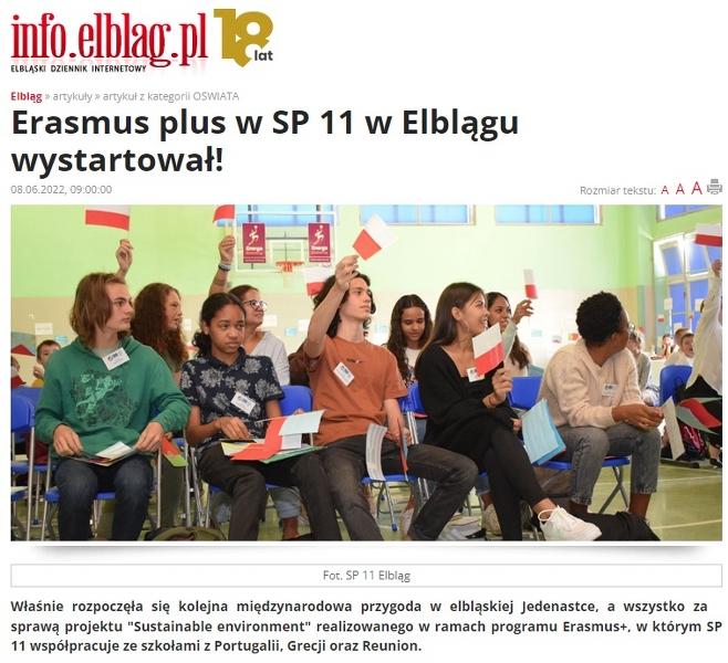 Erasmus plus w SP 11 w Elblągu wystartował!  Czytaj więcej na https://info.elblag.pl/17,70132,Erasmus-plus-w-SP-11-w-Elblagu-wystartowal.html#ixzz7VdxFmIvw