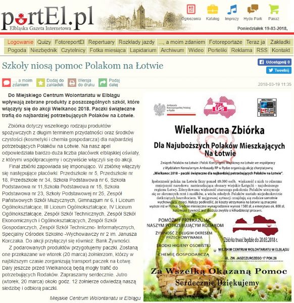 Szkoły niosą pomoc Polakom na Łotwie